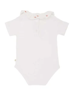 Alexandra Ruffle Collar Onesie - Bee Embroidery
