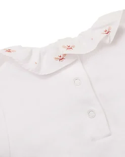 Alexandra Ruffle Collar Onesie - Bee Embroidery