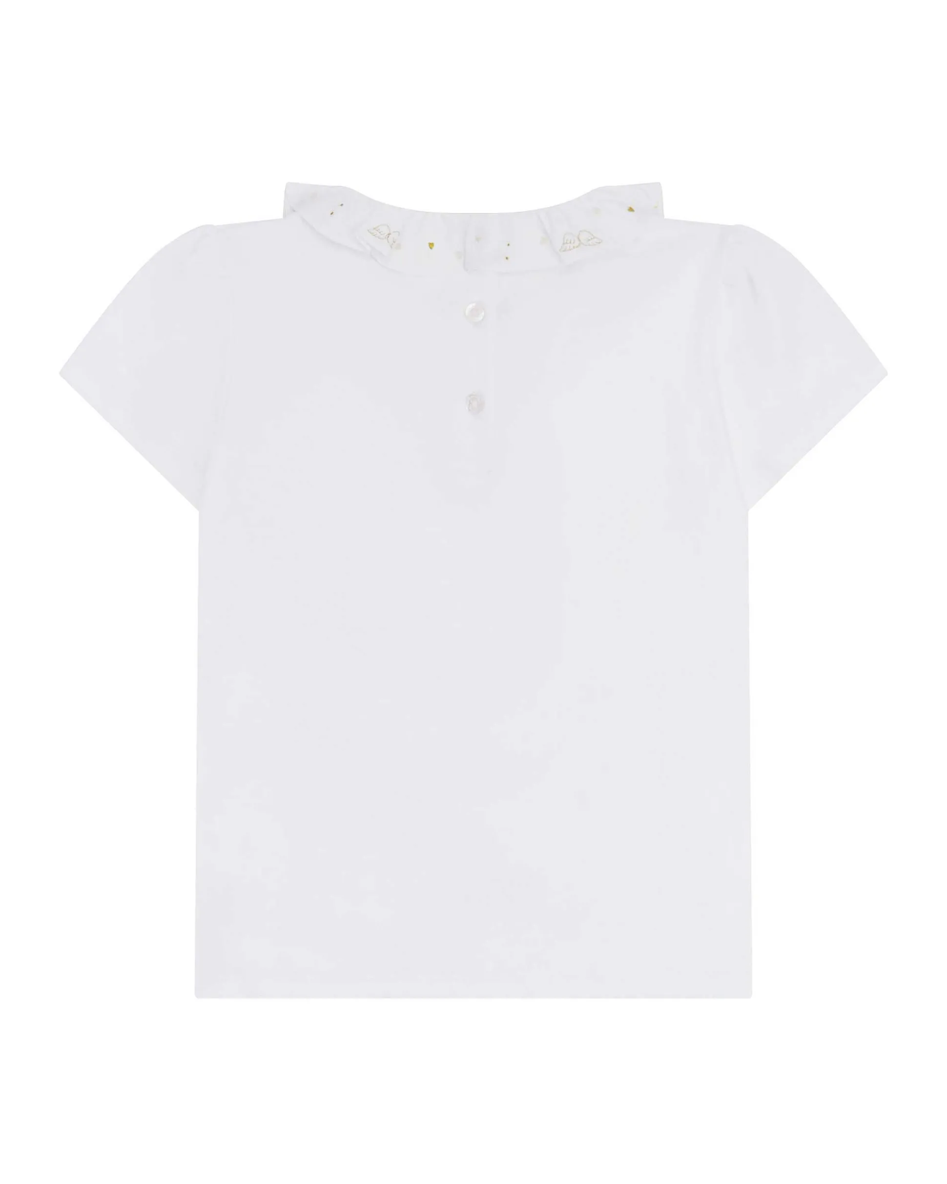 Angel Wing & Heart Ruffle Collar T-Shirt - Child White & Gold
