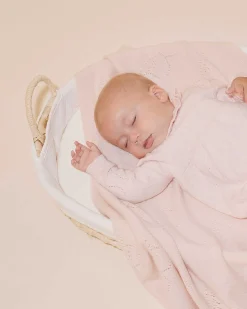 Angel Wing Cashmere Pointelle Blanket - Pink