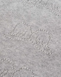 Angel Wing Cashmere Pointelle Blanket - Grey