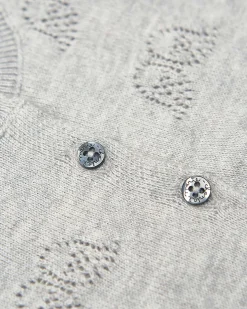Angel Wing Pointelle Cardigan - Grey