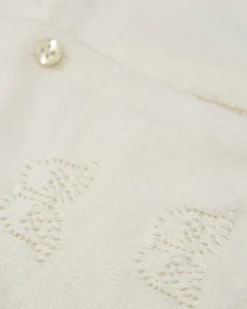 Angel Wing Pointelle Cardigan - Ivory