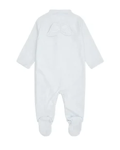 Angel Wing Pointelle Sleepsuit - Blue