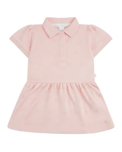 Angel Wing Print Polo Dress - Baby Pink & Gold