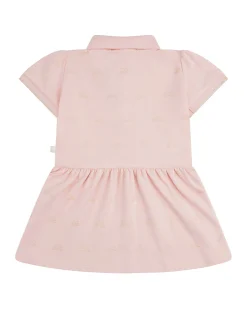 Angel Wing Print Polo Dress - Baby Pink & Gold