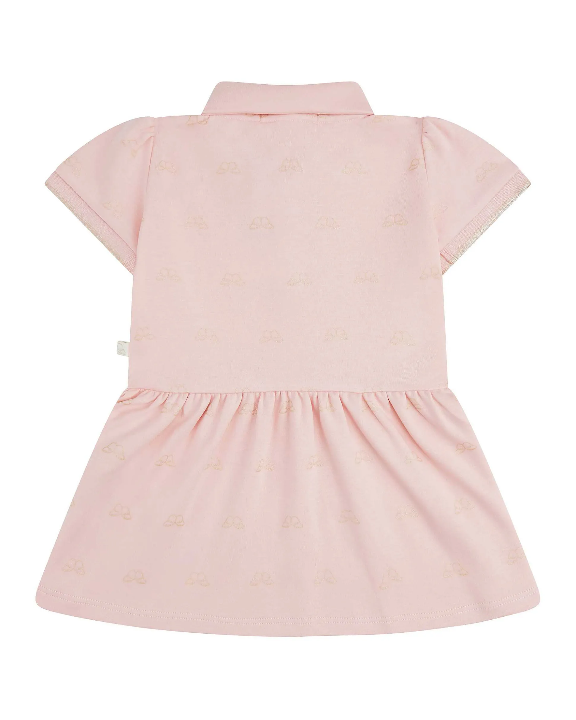 Angel Wing Print Polo Dress - Baby Pink & Gold