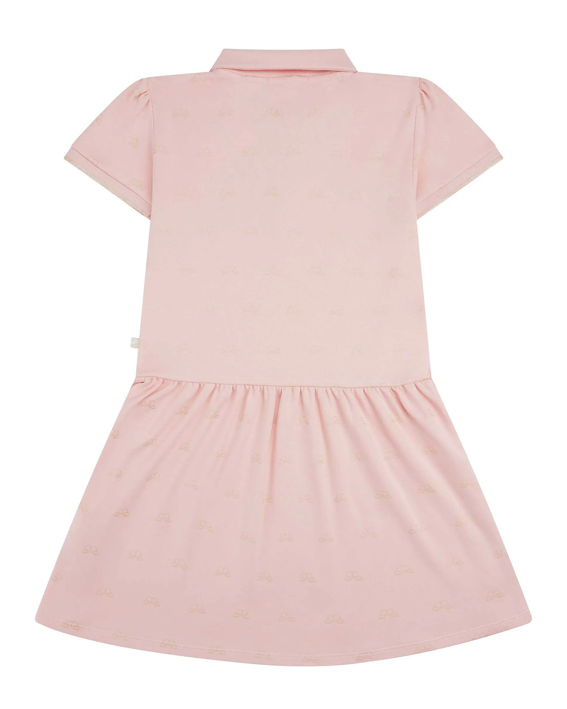 Angel Wing Print Polo Dress - Child Pink & Gold