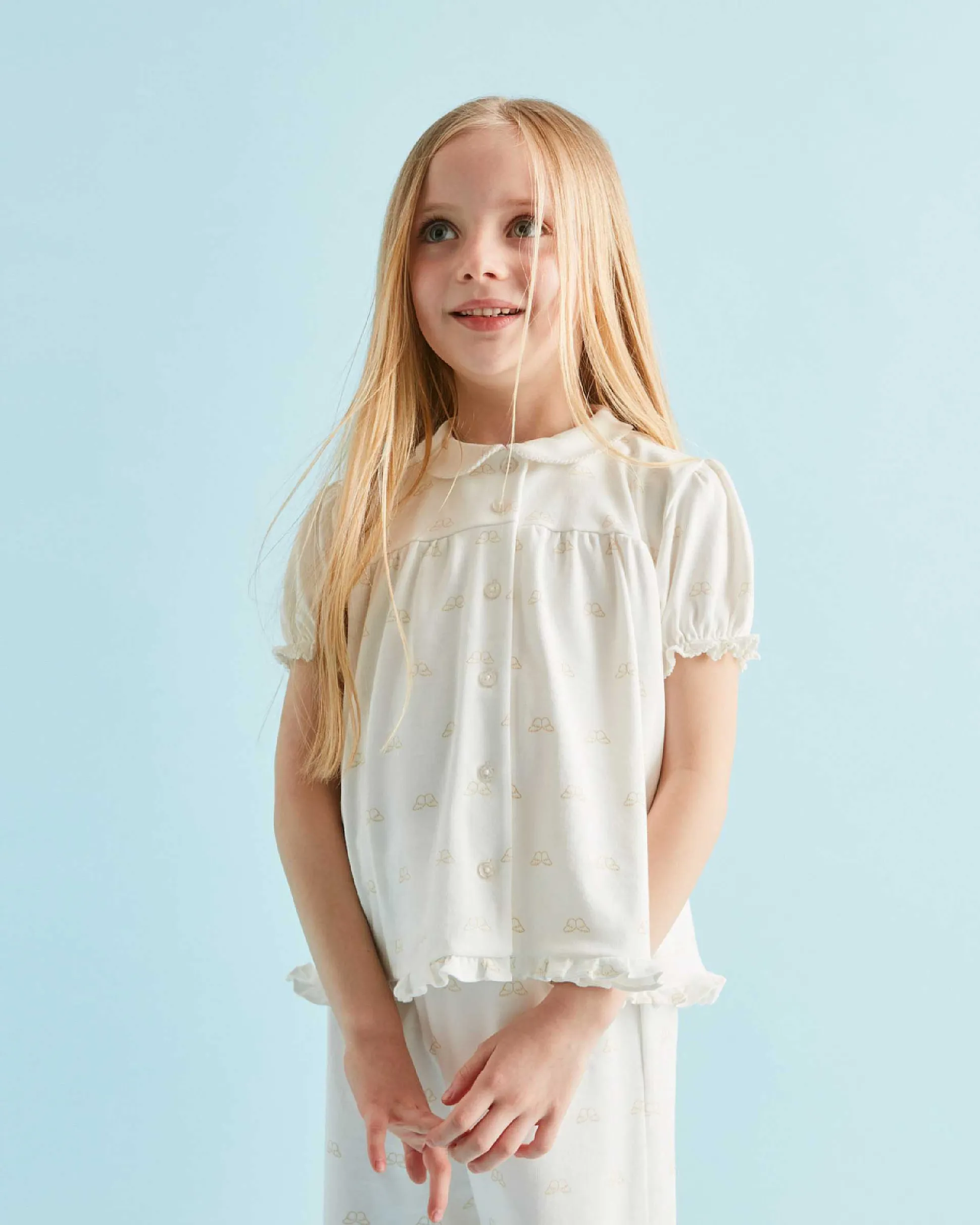 Angel Wing Print Pyjamas - Child Cream