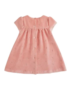 Angel Wing Velour Dress - Baby Dusty Pink