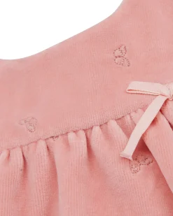 Angel Wing Velour Dress - Baby Dusty Pink