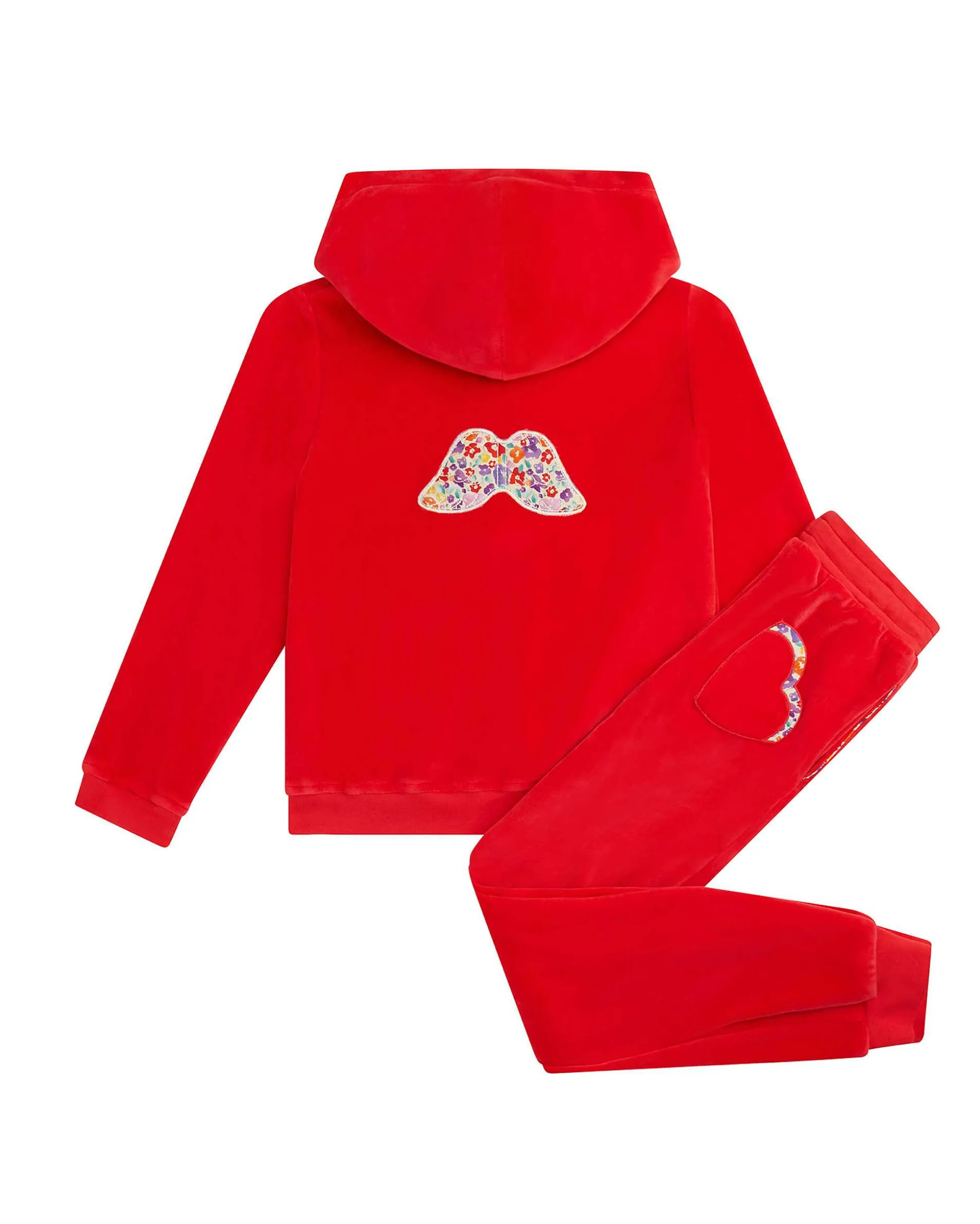 Angel Wing Velour Loungewear Set Child Berry
