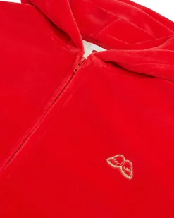 Angel Wing Velour Loungewear Set Child Berry