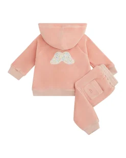 Angel Wing Velour Loungewear Set Baby Dusty Pink