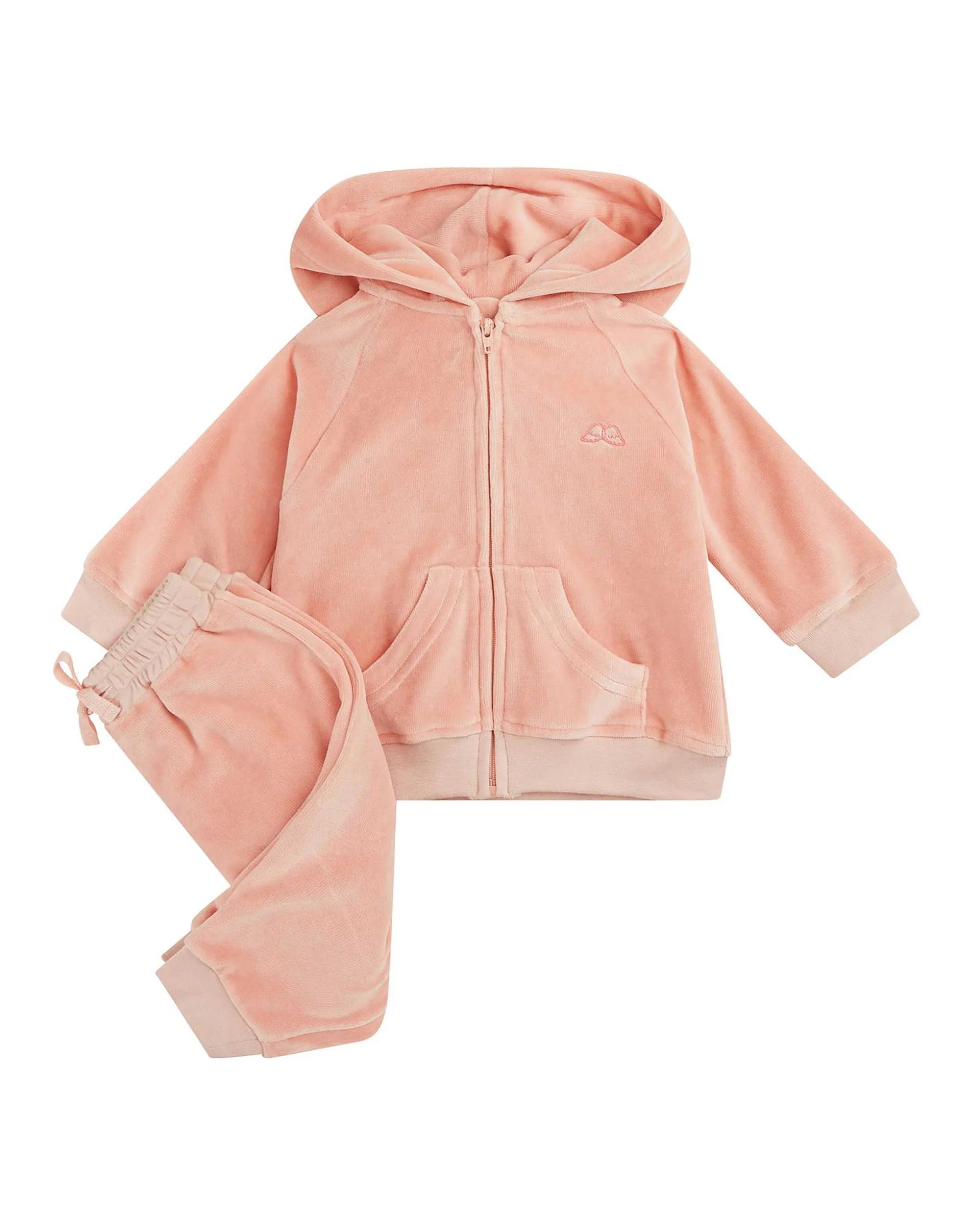 Angel Wing Velour Loungewear Set Baby Dusty Pink