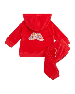 Angel Wing Velour Loungewear Set Baby Berry