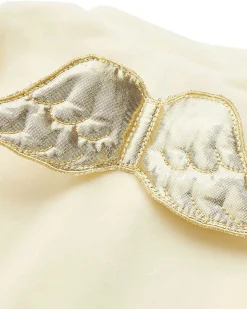 Angel Wing Velour Sleepsuit - Cream & Gold