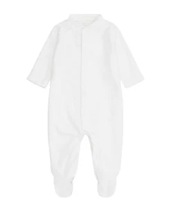 Angel Wing Velour Sleepsuit - White