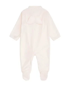 Angel Wing Velour Sleepsuit - Pink