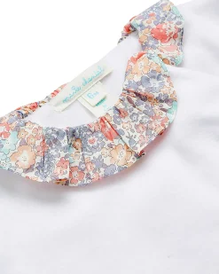 Angel Wing Velour Sleepsuit - Floral White