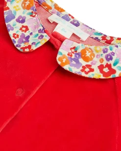 Angel Wing Velour Sleepsuit - Floral Berry