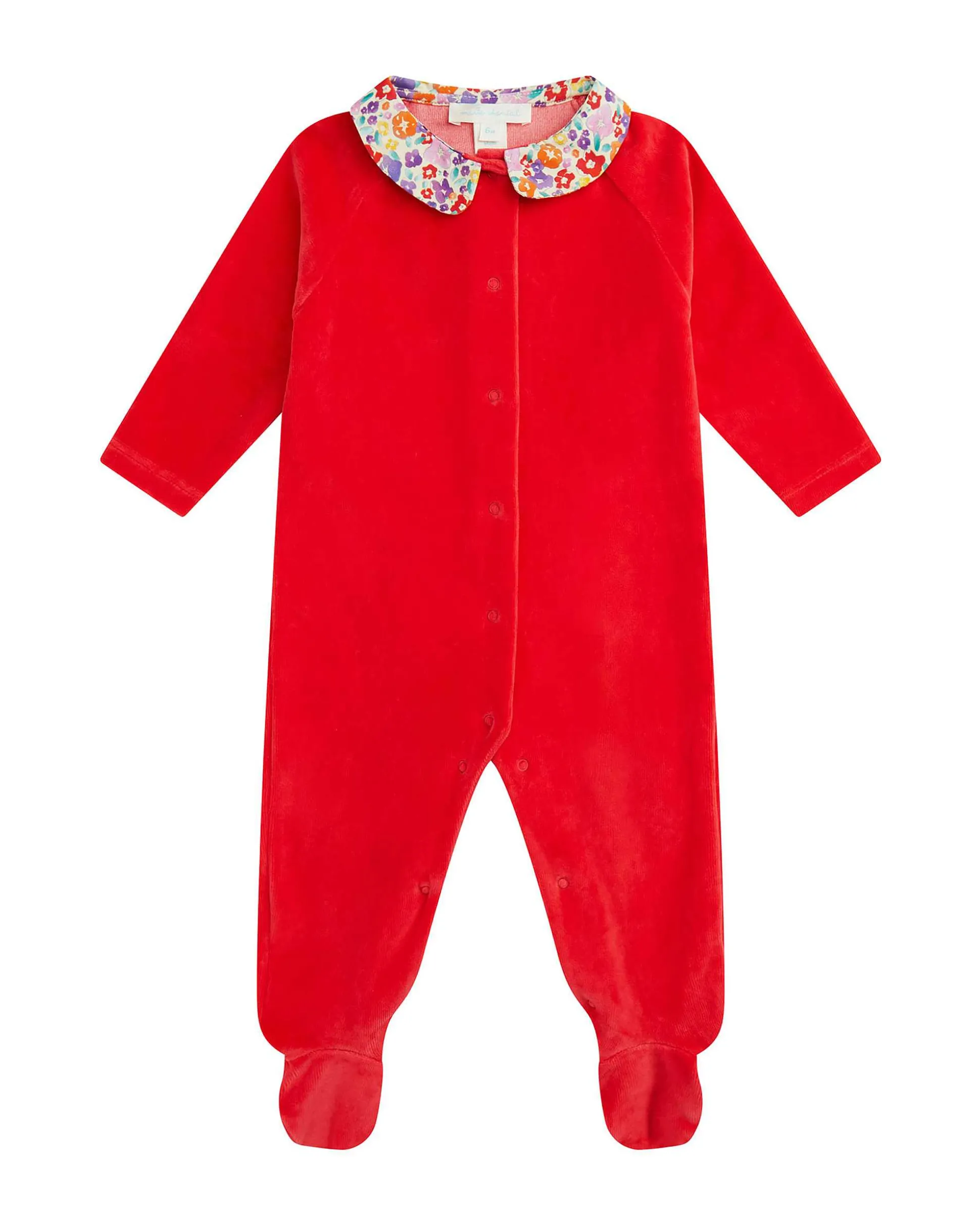 Angel Wing Velour Sleepsuit - Floral Berry