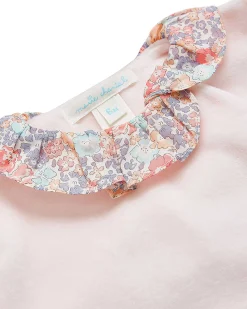 Angel Wing Velour Sleepsuit - Floral Pink