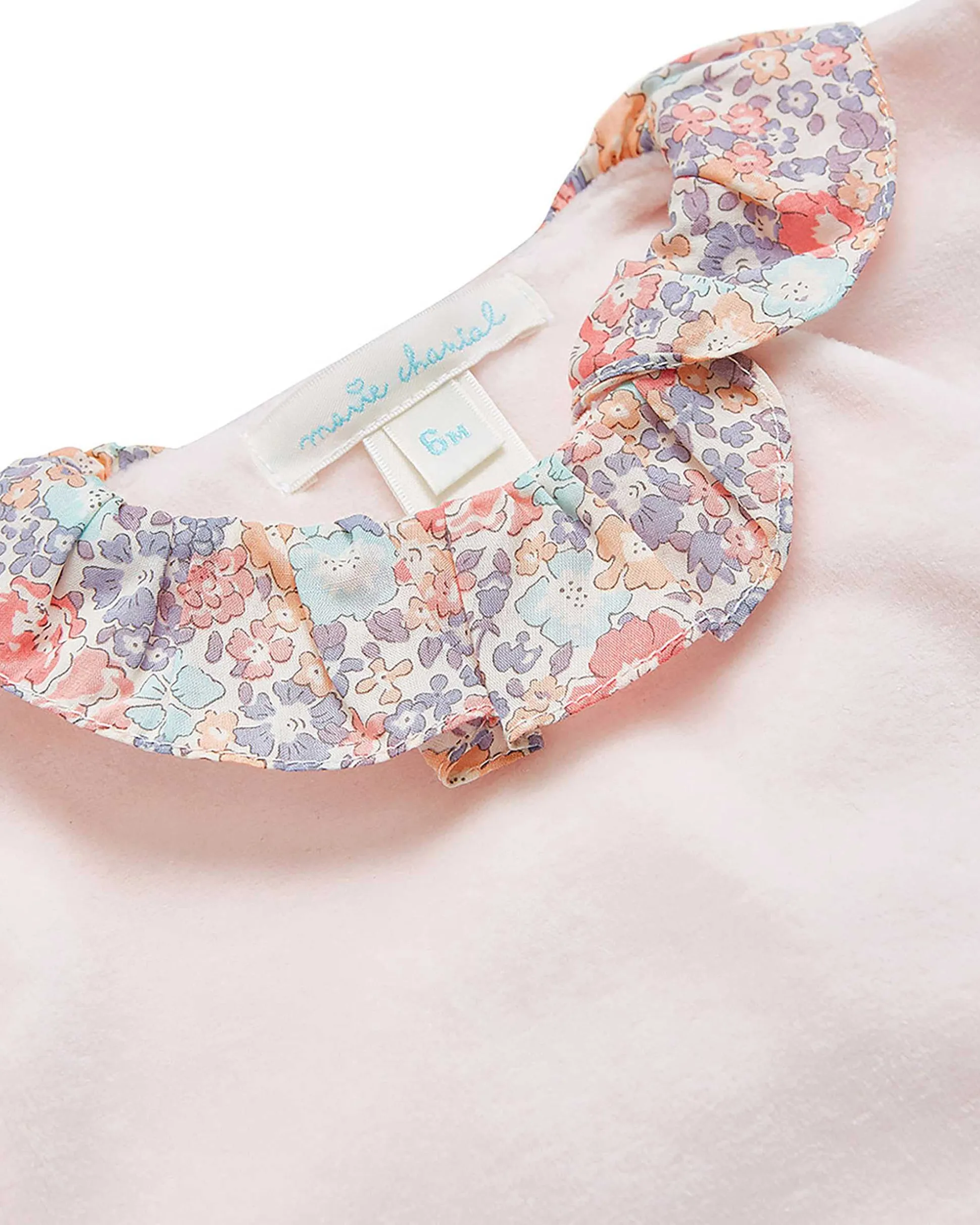 Angel Wing Velour Sleepsuit - Floral Pink