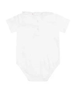 Elize Embroidered Ruffle Collar Onesie - Pink Heart