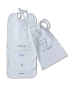 Embroidered Bib Set - Dusty Teal