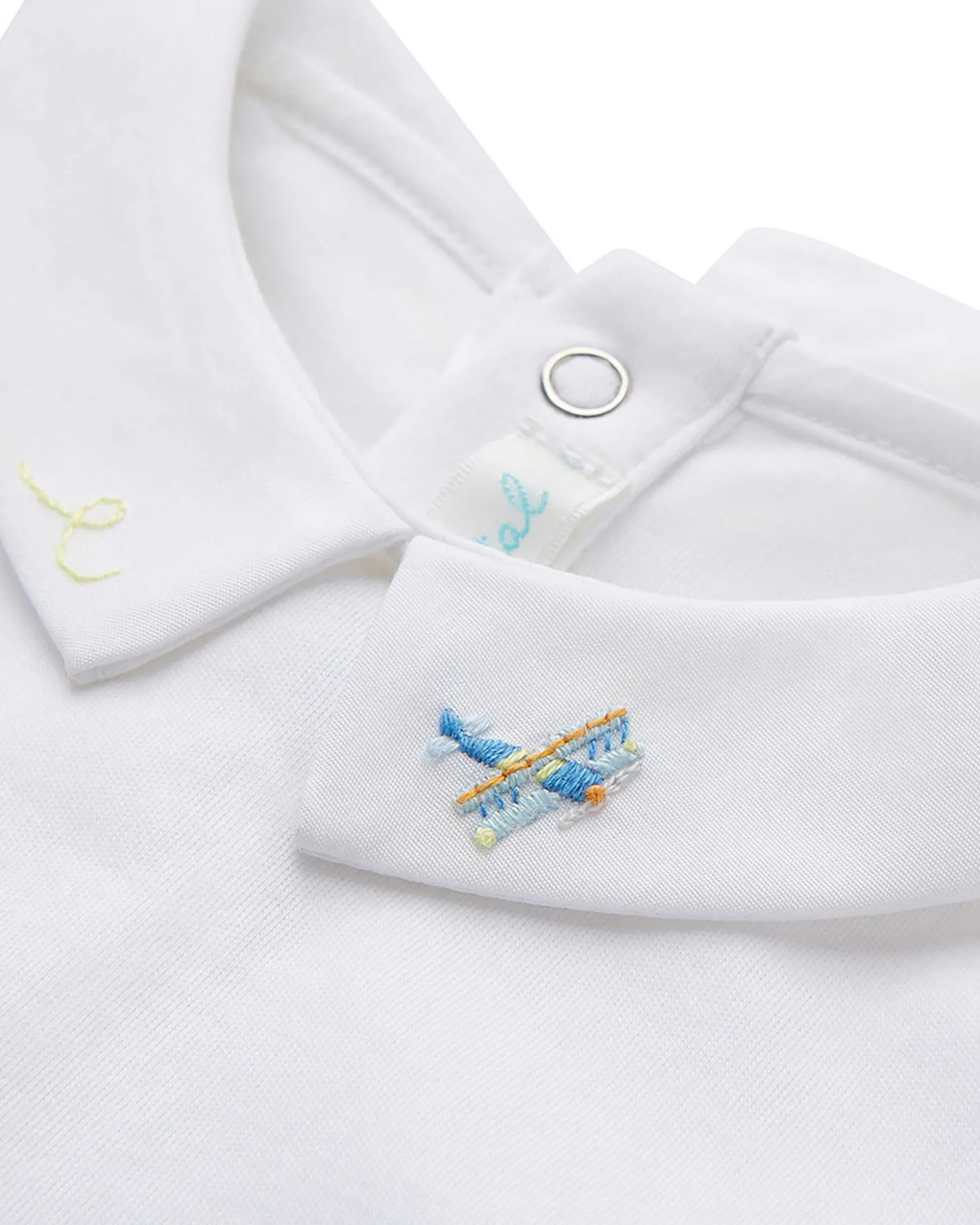 Embroidered Collar Onesie - Airplane