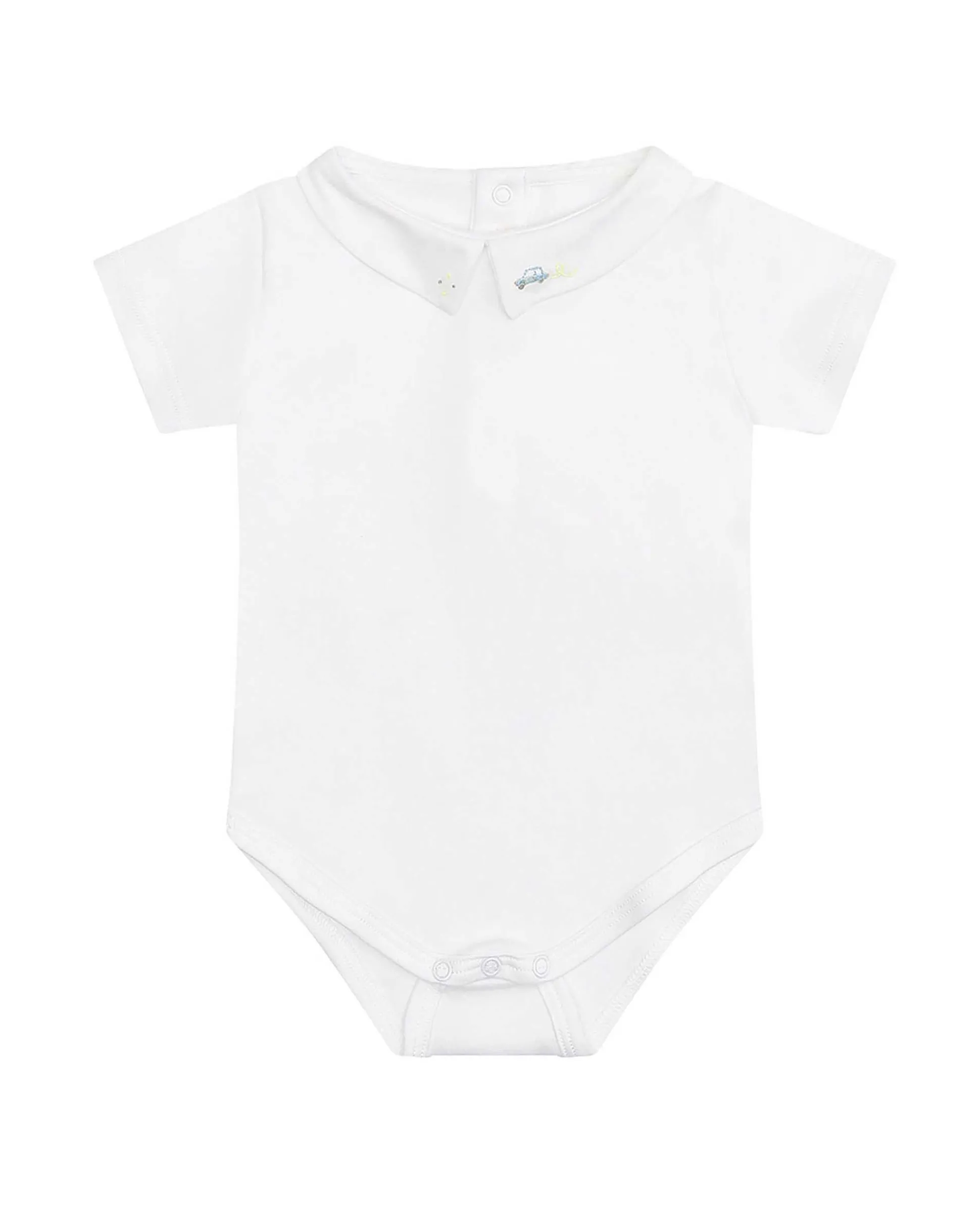 Ethan Embroidered Collar Onesie - Car
