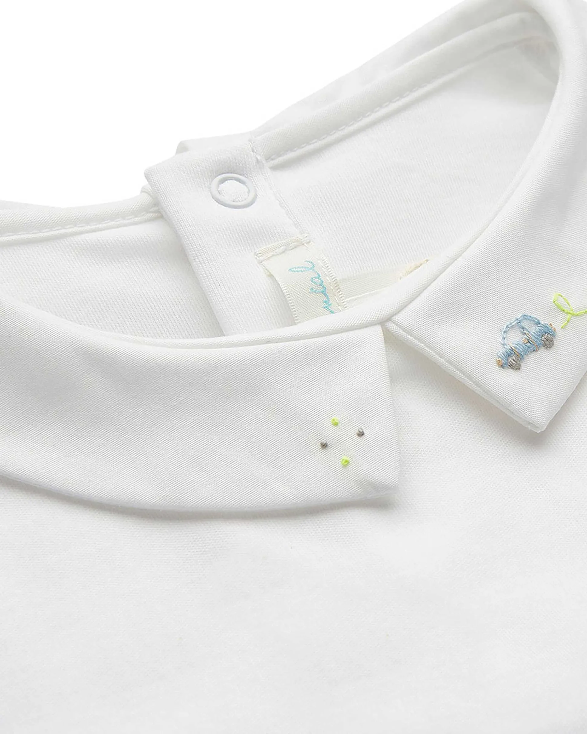 Ethan Embroidered Collar Onesie - Car