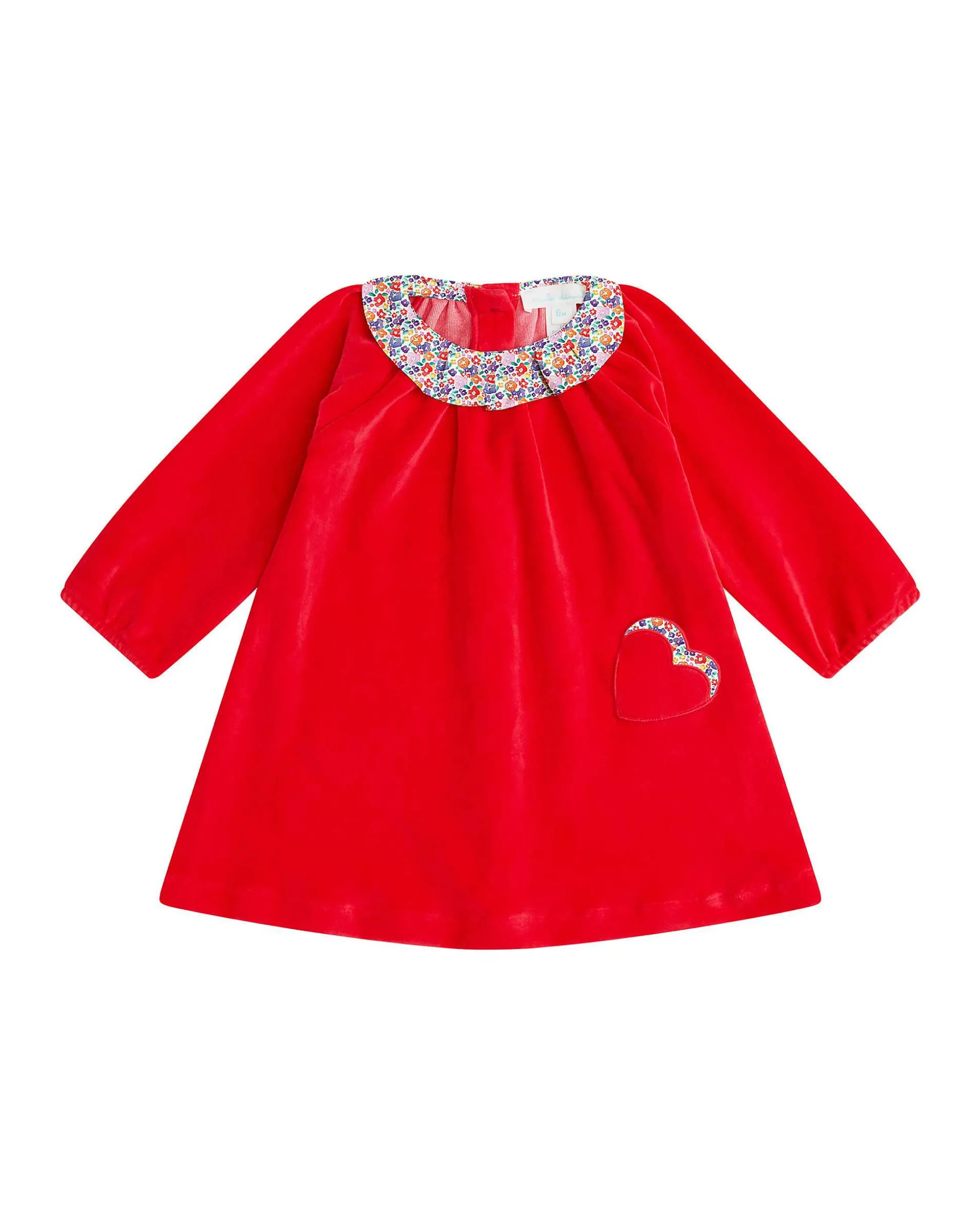 Floral Berry Ruffle Collar Velour Dress - Baby