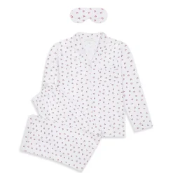 Love Heart Pyjama & Sleep Mask Set - Adult White