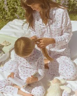 Love Heart Pyjama & Sleep Mask Set - Adult White