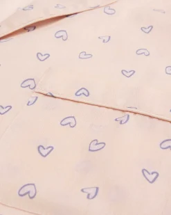 Love Heart Woven Cotton Pyjamas - Adult Pink