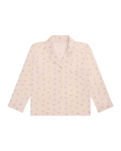 Love Heart Woven Cotton Pyjamas - Child Pink