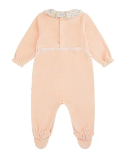 Olympia Ruffle Collar Velour Sleepsuit