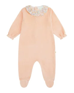 Olympia Ruffle Collar Velour Sleepsuit