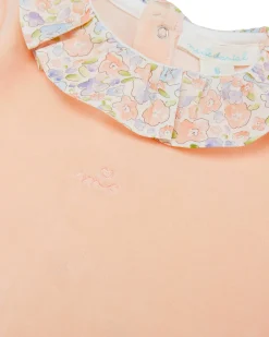 Olympia Ruffle Collar Velour Sleepsuit