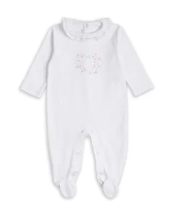 Pima Cotton Sleepsuit - Heart Embroidery