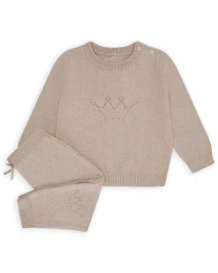 Pointelle Crawler Set - Crown Biscuit