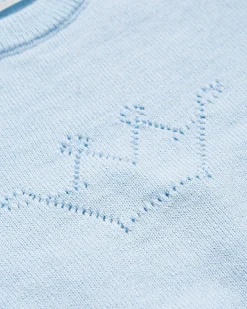 Pointelle Crawler Set - Crown Blue