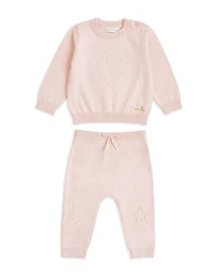 Pointelle Crawler Set - Heart Pink