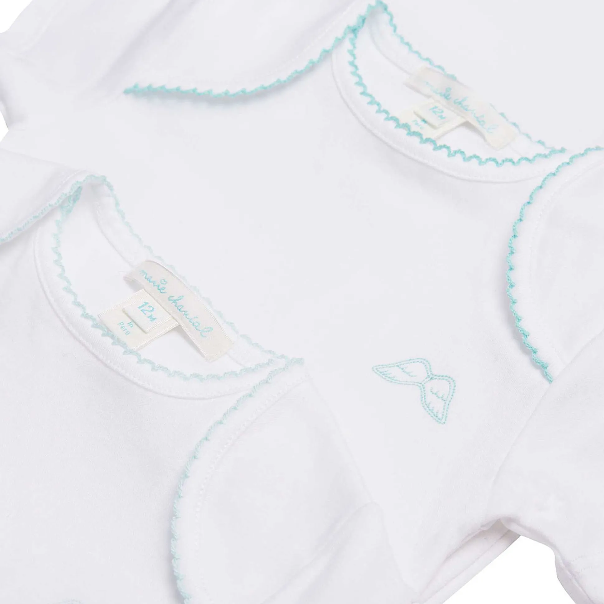 Set Of 7 Picot Onesies - Blue