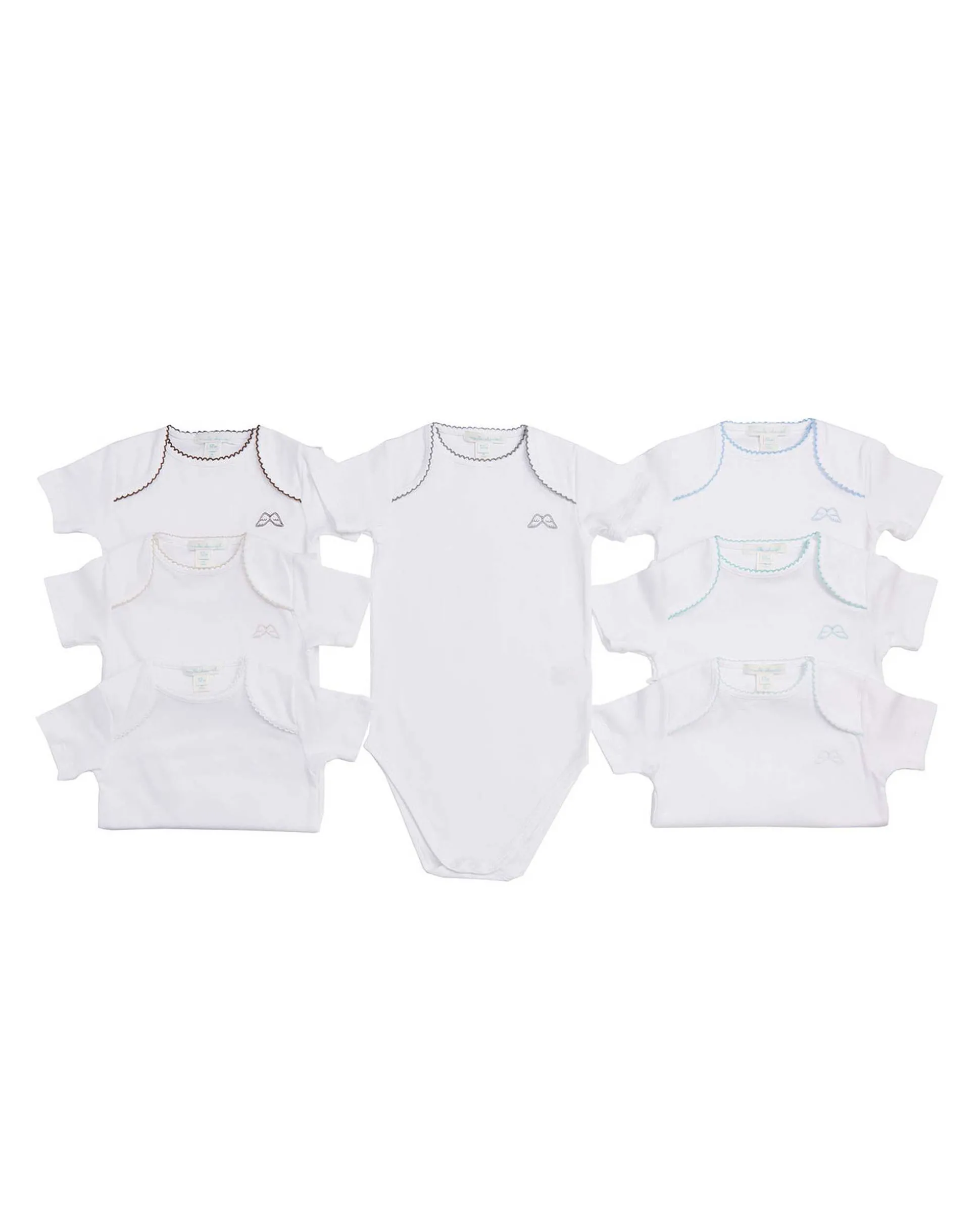 Set Of 7 Picot Onesies - Blue