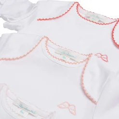 Set Of 7 Picot Onesies - Pink