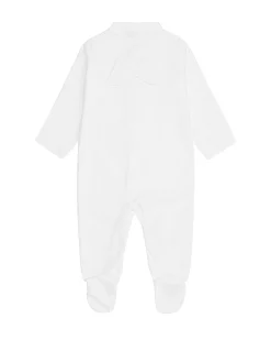 Set Of Two Angel Wing Pointelle Sleepsuits - Pink & White