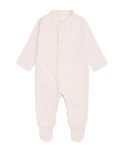 Set Of Two Angel Wing Pointelle Sleepsuits - Pink & White